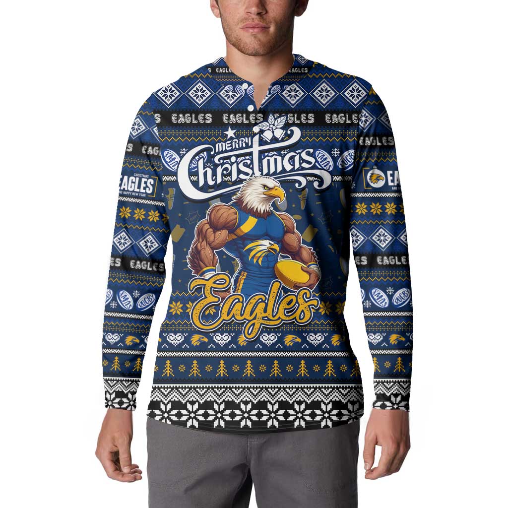 Personalized Eagles Rugby Xmas Button Sweatshirt Australia AFL Mascot