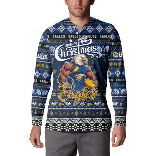 Personalized Eagles Rugby Xmas Button Sweatshirt Australia AFL Mascot