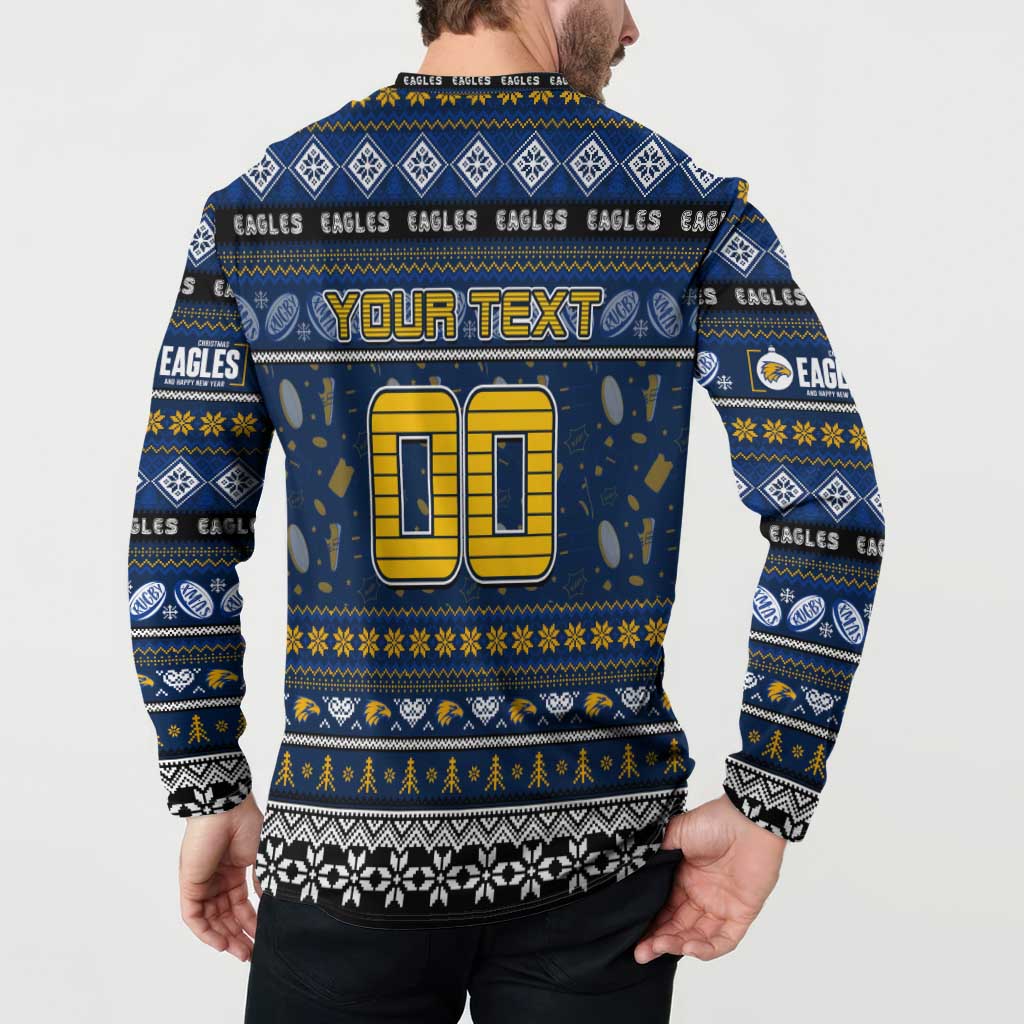 Personalized Eagles Rugby Xmas Button Sweatshirt Australia AFL Mascot