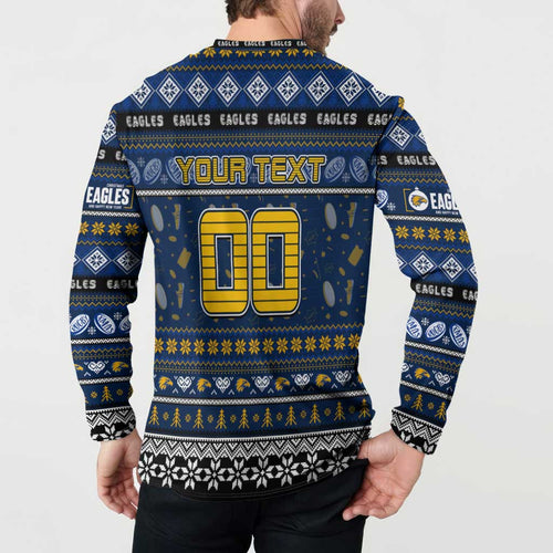 Personalized Eagles Rugby Xmas Button Sweatshirt Australia AFL Mascot
