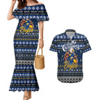Personalized Eagles Rugby Xmas Couples Matching Mermaid Dress and Hawaiian Shirt Australia AFL Mascot