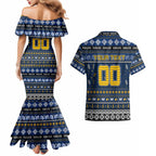 Personalized Eagles Rugby Xmas Couples Matching Mermaid Dress and Hawaiian Shirt Australia AFL Mascot