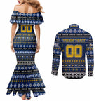 Personalized Eagles Rugby Xmas Couples Matching Mermaid Dress and Long Sleeve Button Shirt Australia AFL Mascot