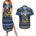 Personalized Eagles Rugby Xmas Couples Matching Summer Maxi Dress and Hawaiian Shirt Australia AFL Mascot