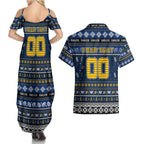 Personalized Eagles Rugby Xmas Couples Matching Summer Maxi Dress and Hawaiian Shirt Australia AFL Mascot