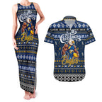 Personalized Eagles Rugby Xmas Couples Matching Tank Maxi Dress and Hawaiian Shirt Australia AFL Mascot