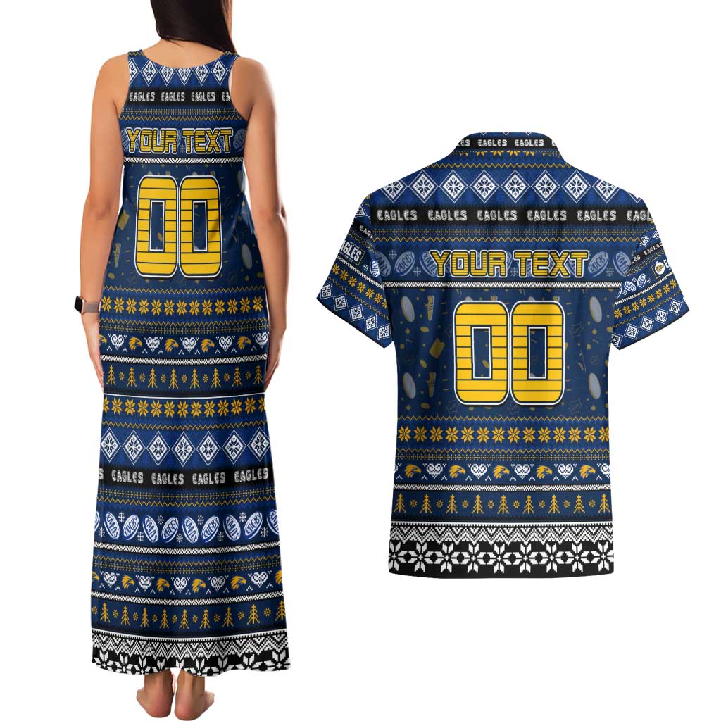 Personalized Eagles Rugby Xmas Couples Matching Tank Maxi Dress and Hawaiian Shirt Australia AFL Mascot