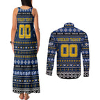 Personalized Eagles Rugby Xmas Couples Matching Tank Maxi Dress and Long Sleeve Button Shirt Australia AFL Mascot