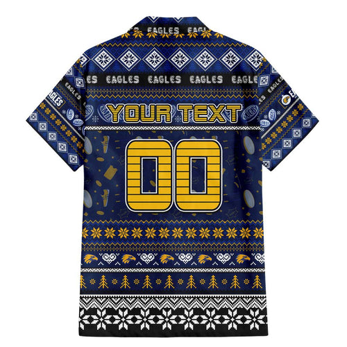Personalized Eagles Rugby Xmas Family Matching Mermaid Dress and Hawaiian Shirt Australia AFL Mascot
