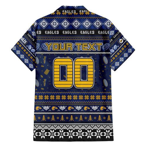 Personalized Eagles Rugby Xmas Family Matching Off The Shoulder Long Sleeve Dress and Hawaiian Shirt Australia AFL Mascot