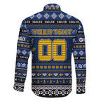 Personalized Eagles Rugby Xmas Family Matching Off The Shoulder Long Sleeve Dress and Hawaiian Shirt Australia AFL Mascot
