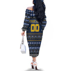 Personalized Eagles Rugby Xmas Family Matching Off The Shoulder Long Sleeve Dress and Hawaiian Shirt Australia AFL Mascot