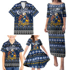 Personalized Eagles Rugby Xmas Family Matching Puletasi and Hawaiian Shirt Australia AFL Mascot