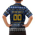 Personalized Eagles Rugby Xmas Family Matching Short Sleeve Bodycon Dress and Hawaiian Shirt Australia AFL Mascot