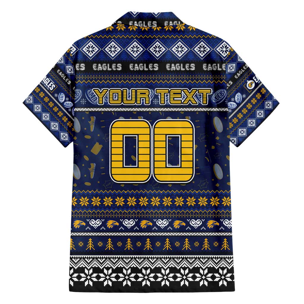Personalized Eagles Rugby Xmas Family Matching Short Sleeve Bodycon Dress and Hawaiian Shirt Australia AFL Mascot