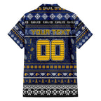 Personalized Eagles Rugby Xmas Family Matching Short Sleeve Bodycon Dress and Hawaiian Shirt Australia AFL Mascot