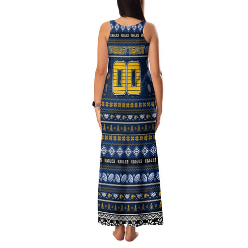 Personalized Eagles Rugby Xmas Family Matching Tank Maxi Dress and Hawaiian Shirt Australia AFL Mascot