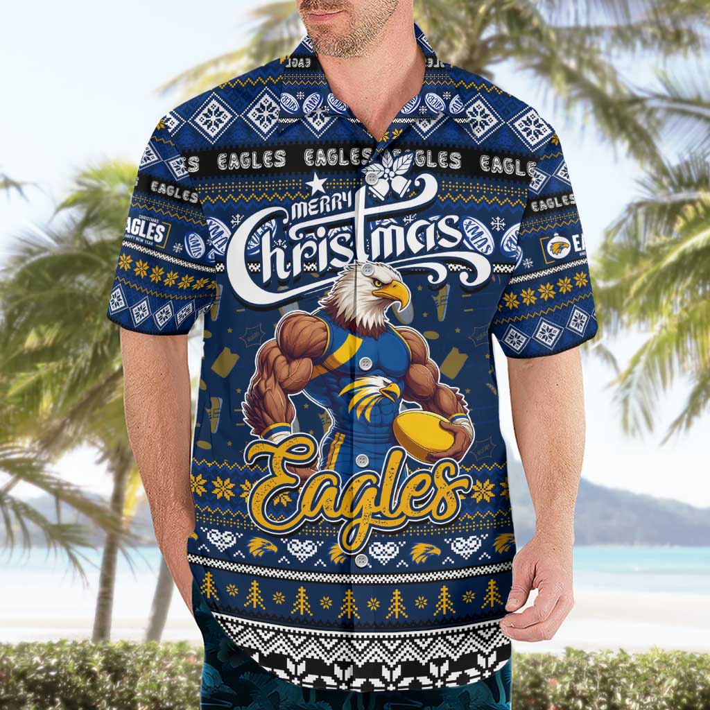 Personalized Eagles Rugby Xmas Hawaiian Shirt Australia AFL Mascot