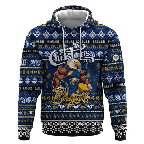 Personalized Eagles Rugby Xmas Hoodie Australia AFL Mascot