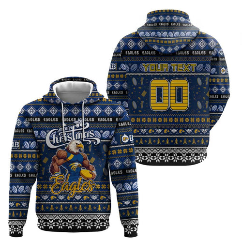 Personalized Eagles Rugby Xmas Hoodie Australia AFL Mascot