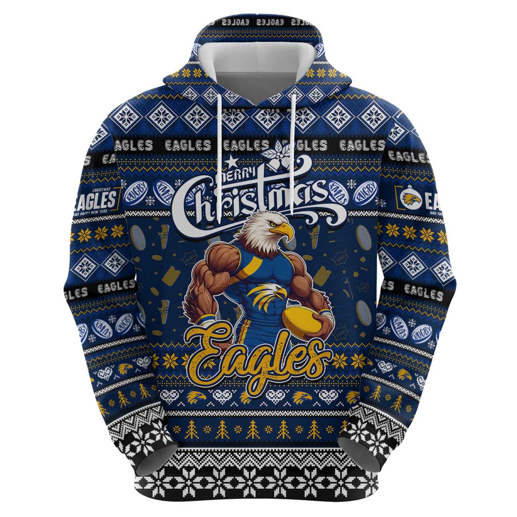 Personalized Eagles Rugby Xmas Hoodie Australia AFL Mascot