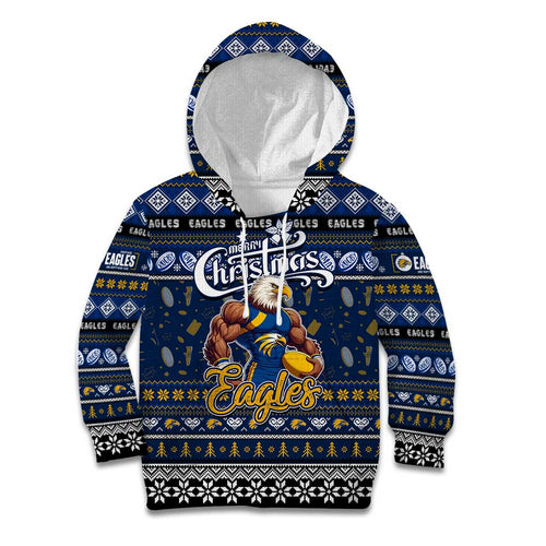 Personalized Eagles Rugby Xmas Kid Hoodie Australia AFL Mascot