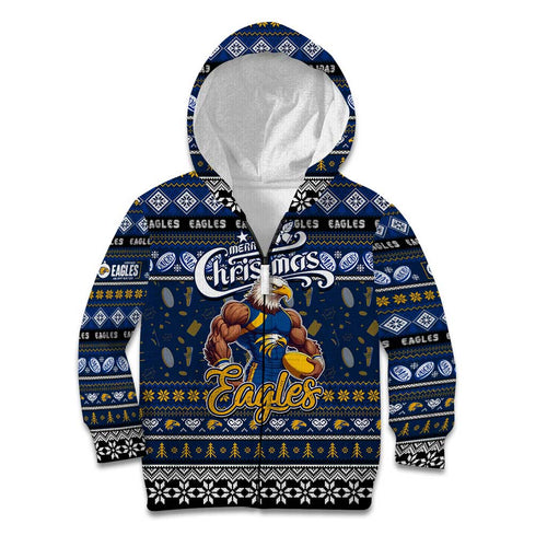 Personalized Eagles Rugby Xmas Kid Hoodie Australia AFL Mascot