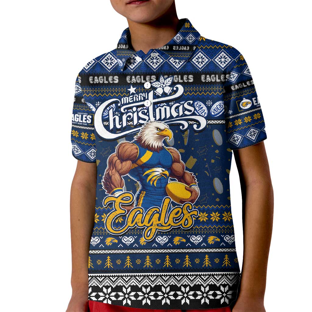 Personalized Eagles Rugby Xmas Kid Polo Shirt Australia AFL Mascot