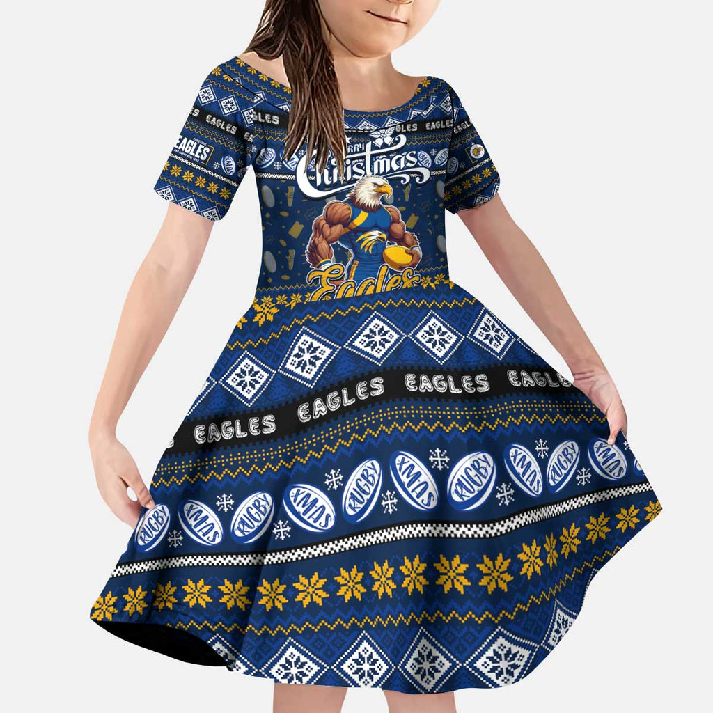 Personalized Eagles Rugby Xmas Kid Short Sleeve Dress Australia AFL Mascot