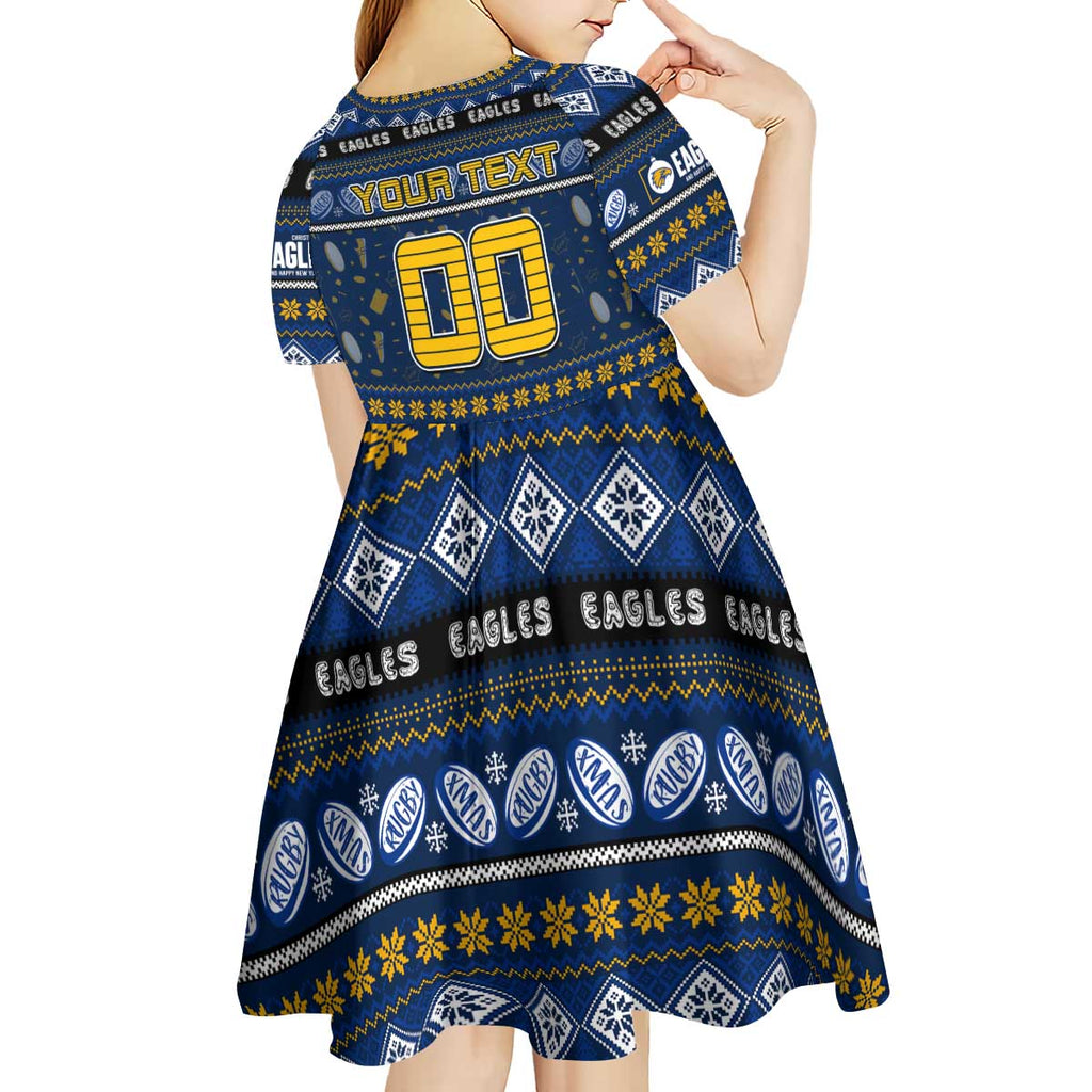 Personalized Eagles Rugby Xmas Kid Short Sleeve Dress Australia AFL Mascot