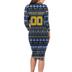 Personalized Eagles Rugby Xmas Long Sleeve Bodycon Dress Australia AFL Mascot