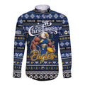 Personalized Eagles Rugby Xmas Long Sleeve Button Shirt Australia AFL Mascot
