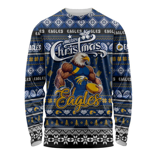 Personalized Eagles Rugby Xmas Long Sleeve Shirt Australia AFL Mascot