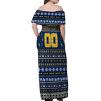 Personalized Eagles Rugby Xmas Off Shoulder Maxi Dress Australia AFL Mascot