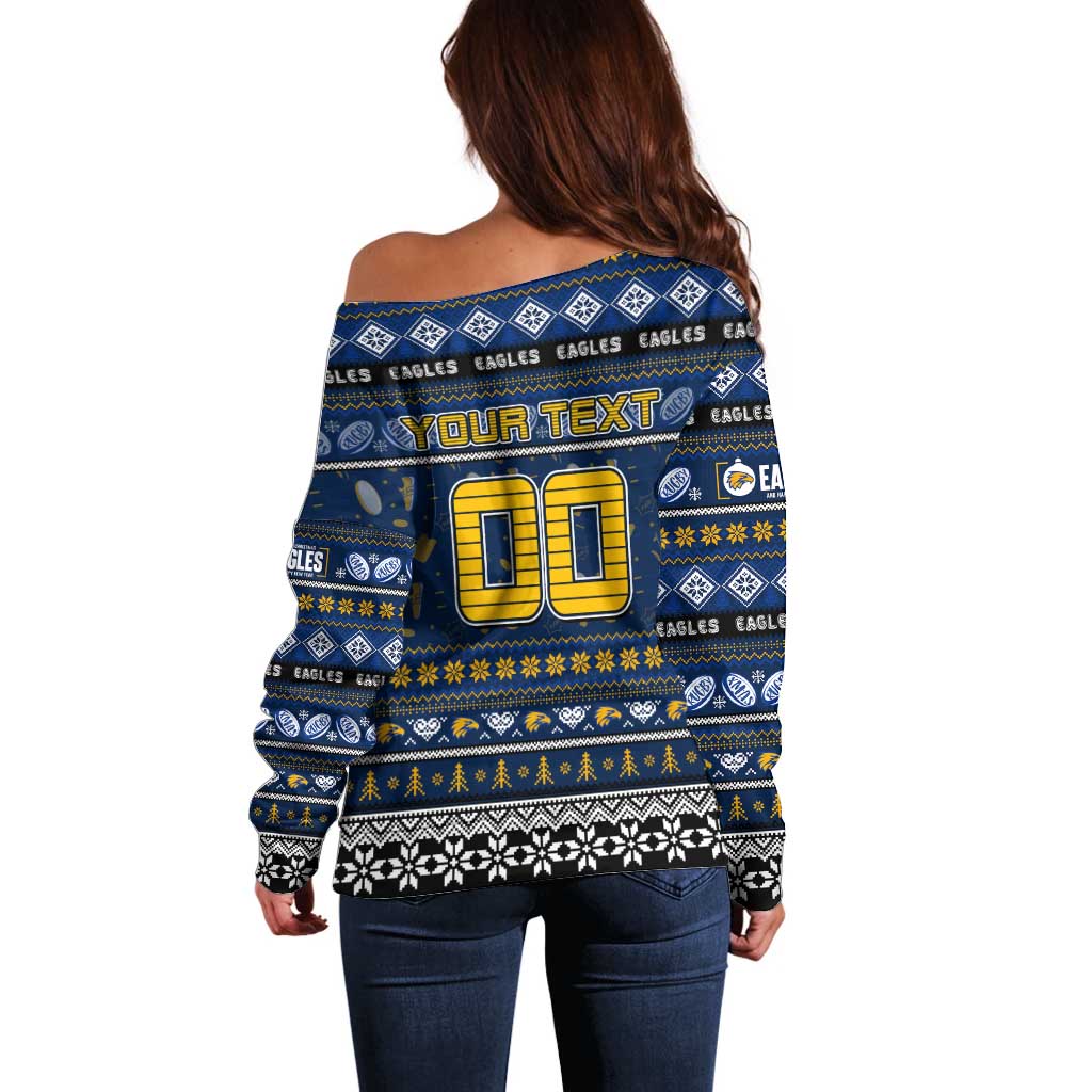 Personalized Eagles Rugby Xmas Off Shoulder Sweater Australia AFL Mascot