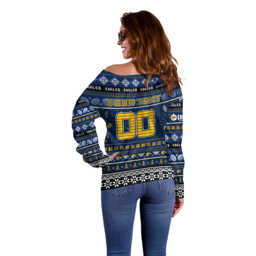 Personalized Eagles Rugby Xmas Off Shoulder Sweater Australia AFL Mascot