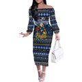 Personalized Eagles Rugby Xmas Off The Shoulder Long Sleeve Dress Australia AFL Mascot
