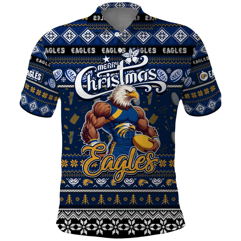 Personalized Eagles Rugby Xmas Polo Shirt Australia AFL Mascot