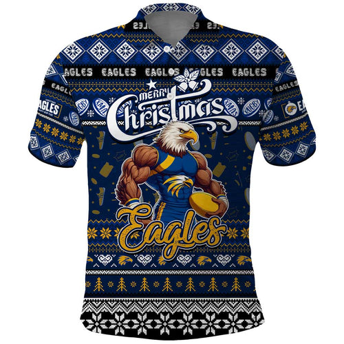 Personalized Eagles Rugby Xmas Polo Shirt Australia AFL Mascot