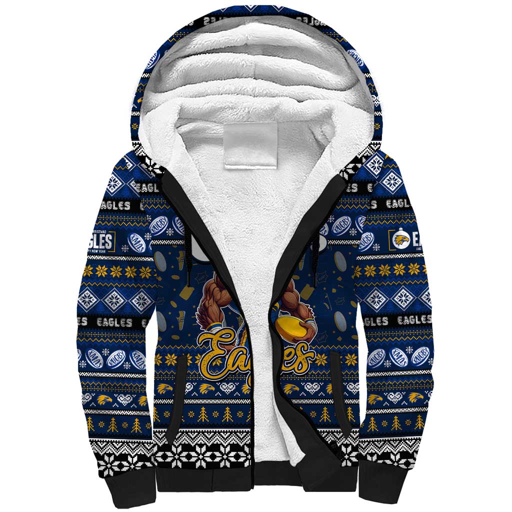 Personalized Eagles Rugby Xmas Sherpa Hoodie Australia AFL Mascot
