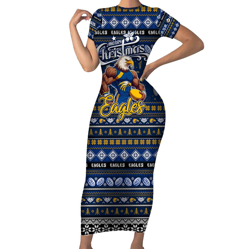 Personalized Eagles Rugby Xmas Short Sleeve Bodycon Dress Australia AFL Mascot