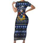 Personalized Eagles Rugby Xmas Short Sleeve Bodycon Dress Australia AFL Mascot