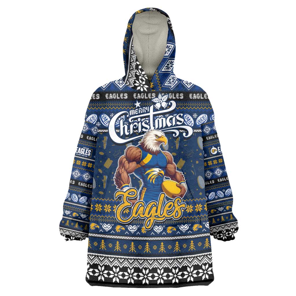 Personalized Eagles Rugby Xmas Wearable Blanket Hoodie Australia AFL Mascot