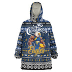 Personalized Eagles Rugby Xmas Wearable Blanket Hoodie Australia AFL Mascot