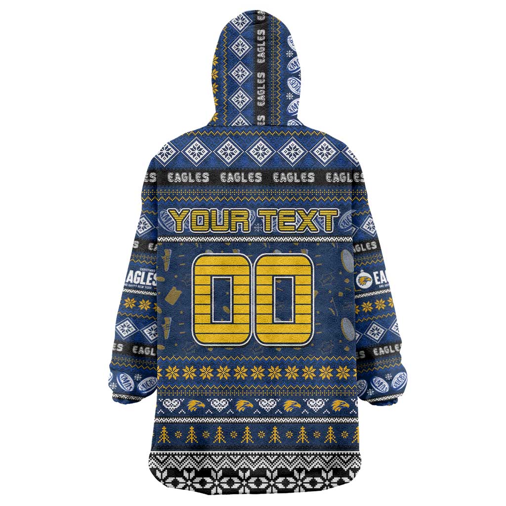 Personalized Eagles Rugby Xmas Wearable Blanket Hoodie Australia AFL Mascot