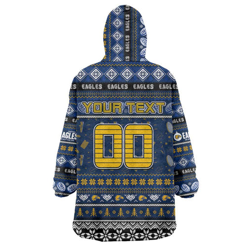 Personalized Eagles Rugby Xmas Wearable Blanket Hoodie Australia AFL Mascot