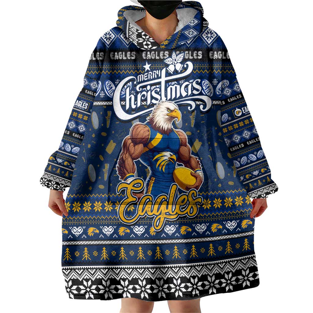 Personalized Eagles Rugby Xmas Wearable Blanket Hoodie Australia AFL Mascot