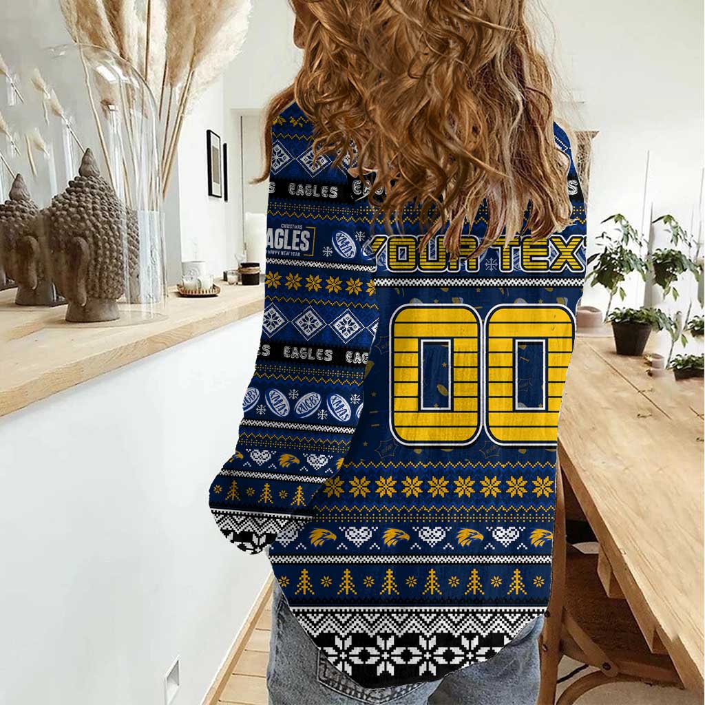 Personalized Eagles Rugby Xmas Women Casual Shirt Australia AFL Mascot