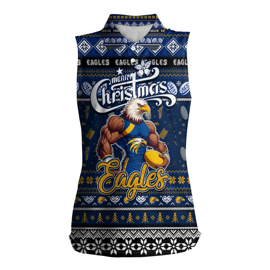 Personalized Eagles Rugby Xmas Women Sleeveless Polo Shirt Australia AFL Mascot