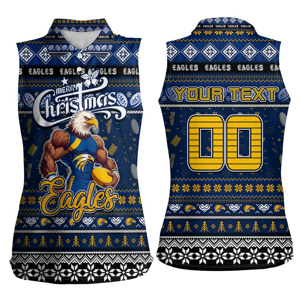 Personalized Eagles Rugby Xmas Women Sleeveless Polo Shirt Australia AFL Mascot